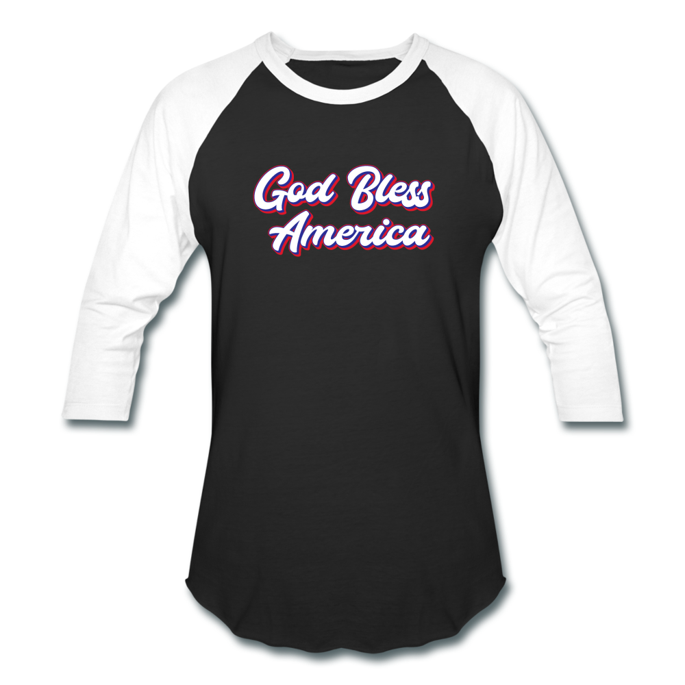 Baseball Style USA God Bless America T-Shirt - black/white