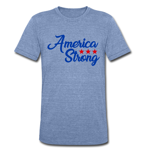 Unisex Tri-Blend America Strong T-Shirt - heather Blue