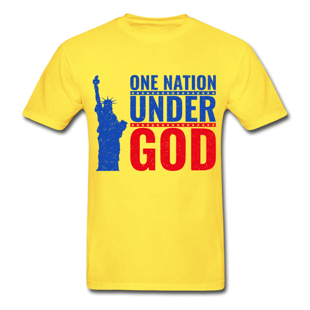 Hanes Adult Tagless One Nation Under God T-Shirt - yellow
