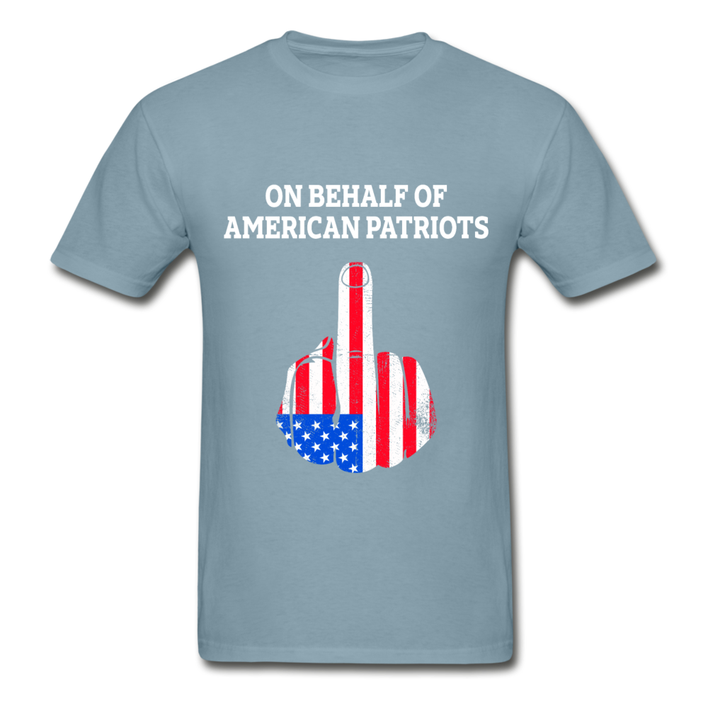 Hanes Adult Tagless Finger Patriots T-Shirt - stonewash blue