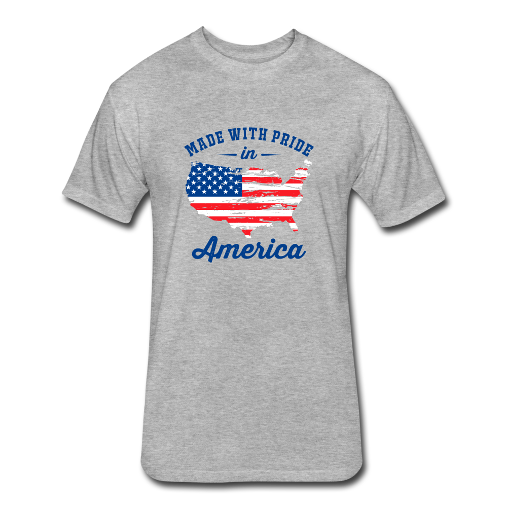 Fitted Cotton/Poly Made With Pride in America T-Shirt by Next Level - heather gray