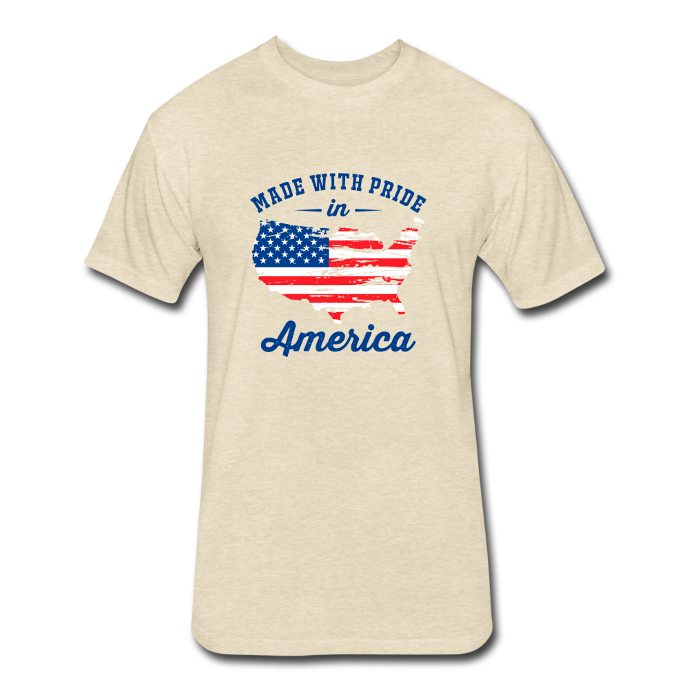 Fitted Cotton/Poly Made With Pride in America T-Shirt by Next Level - heather cream