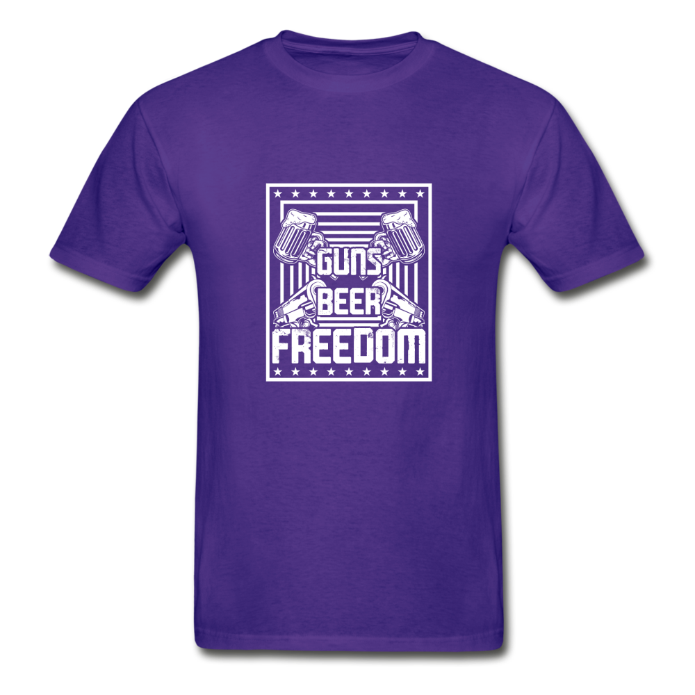 Hanes Adult Tagless Guns Beer Freedom T-Shirt - purple