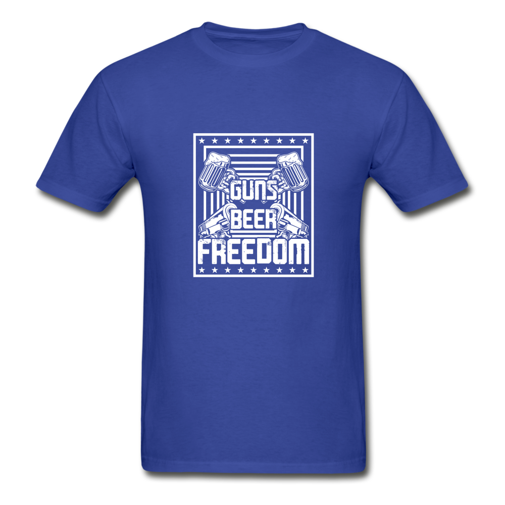 Hanes Adult Tagless Guns Beer Freedom T-Shirt - royal blue