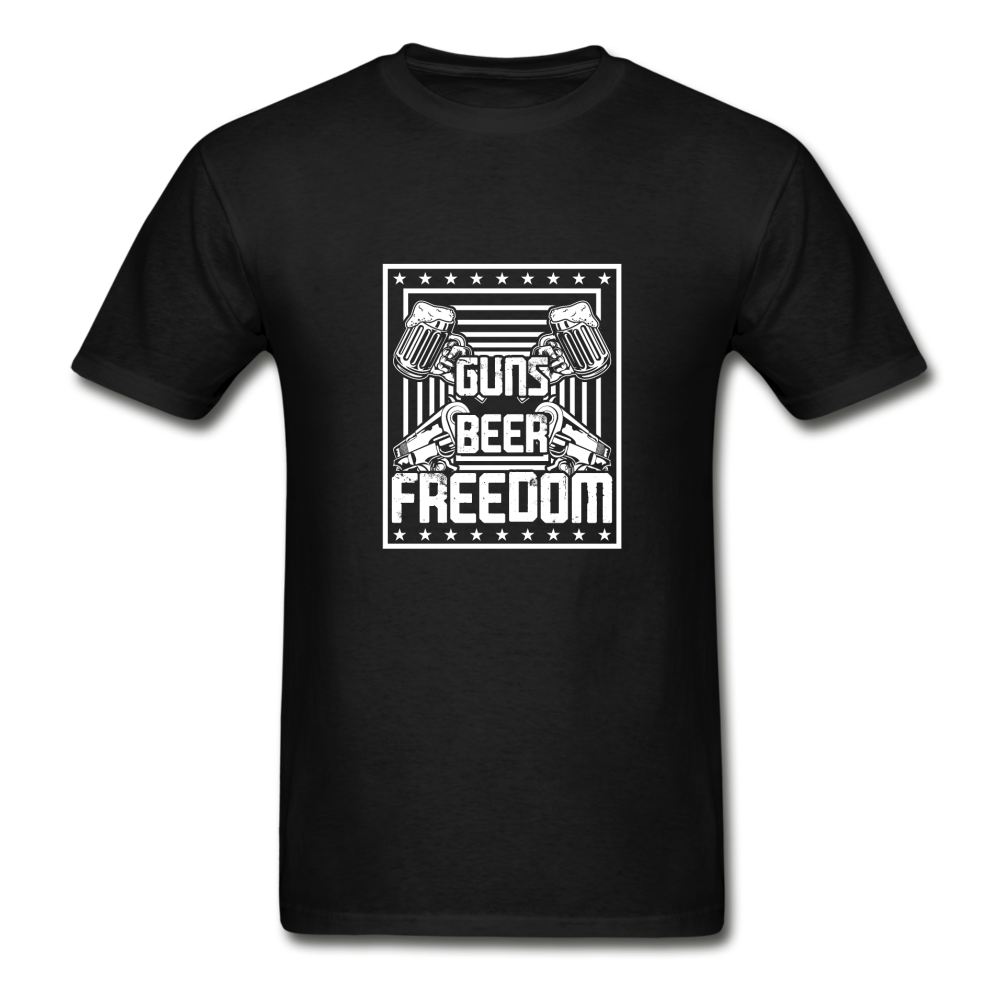 Hanes Adult Tagless Guns Beer Freedom T-Shirt - black
