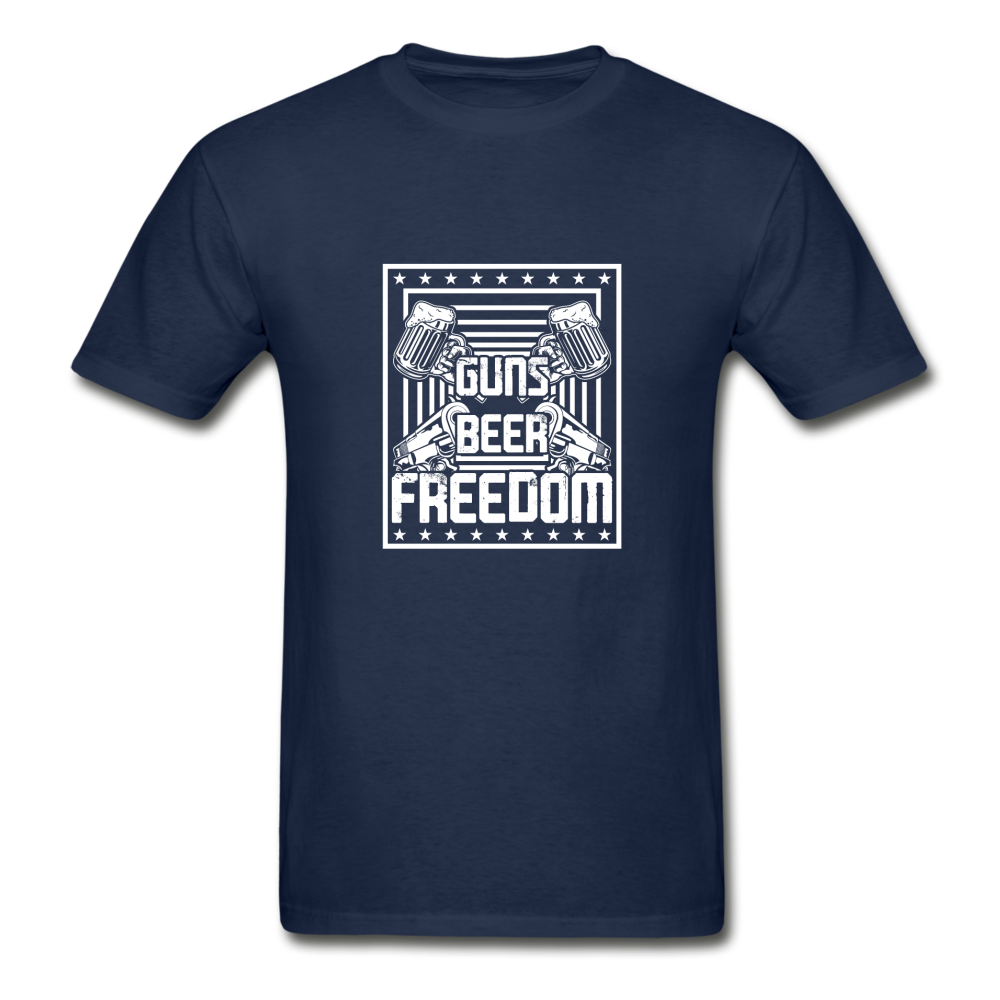 Hanes Adult Tagless Guns Beer Freedom T-Shirt - navy