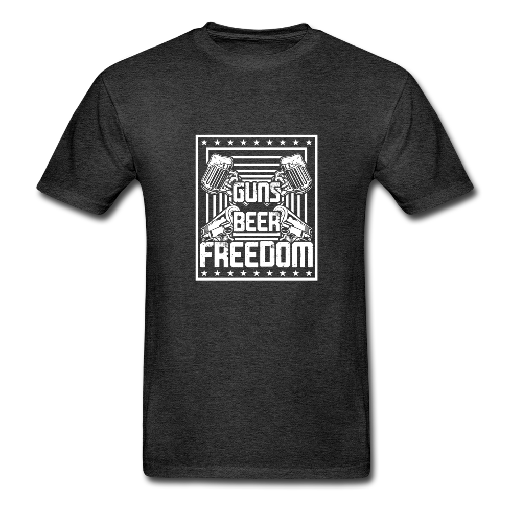Hanes Adult Tagless Guns Beer Freedom T-Shirt - charcoal gray