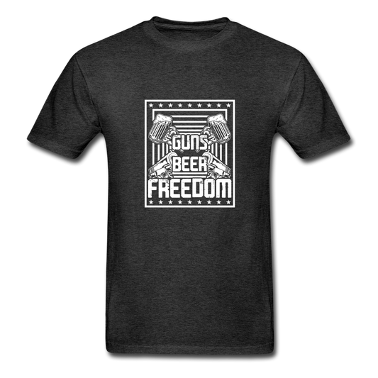 Hanes Adult Tagless Guns Beer Freedom T-Shirt - charcoal gray