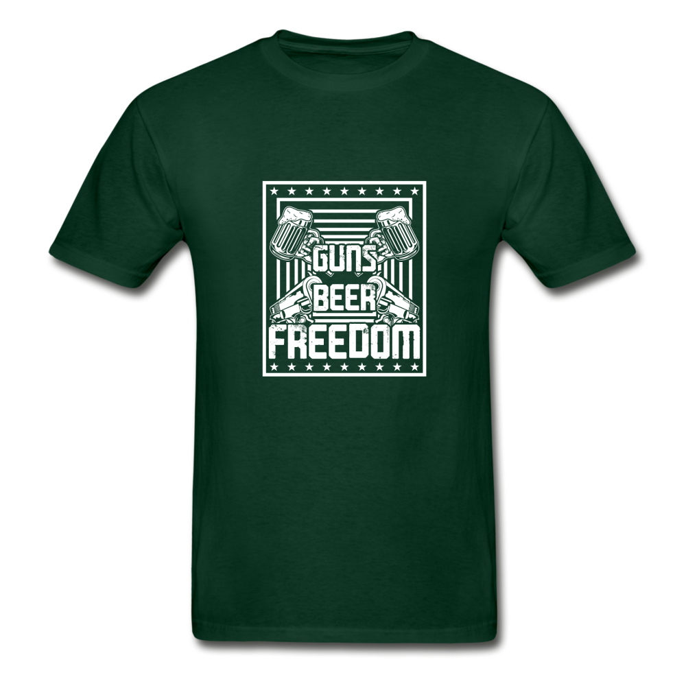 Hanes Adult Tagless Guns Beer Freedom T-Shirt - forest green