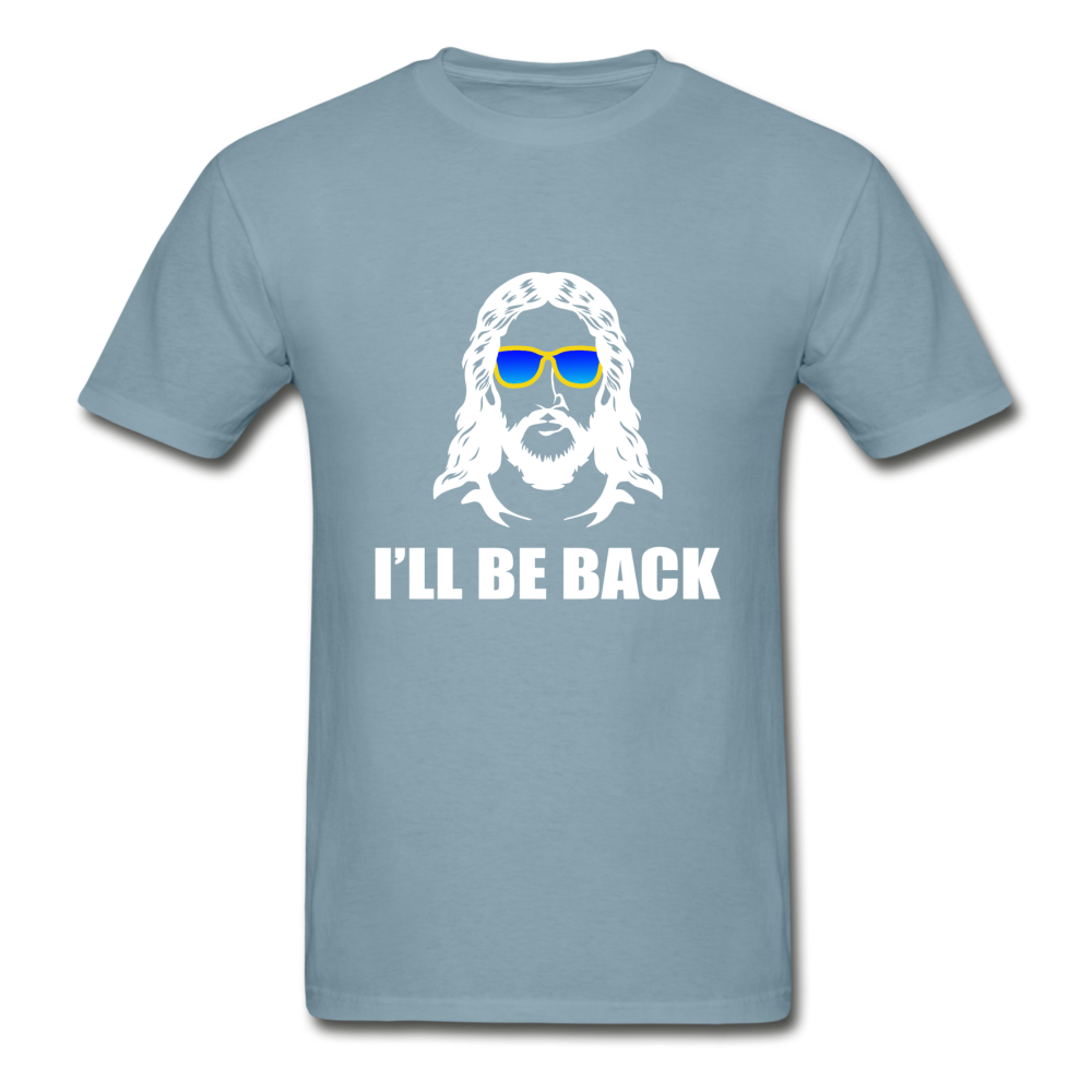 Hanes Adult Tagless I'll Be Back Inverted T-Shirt - stonewash blue