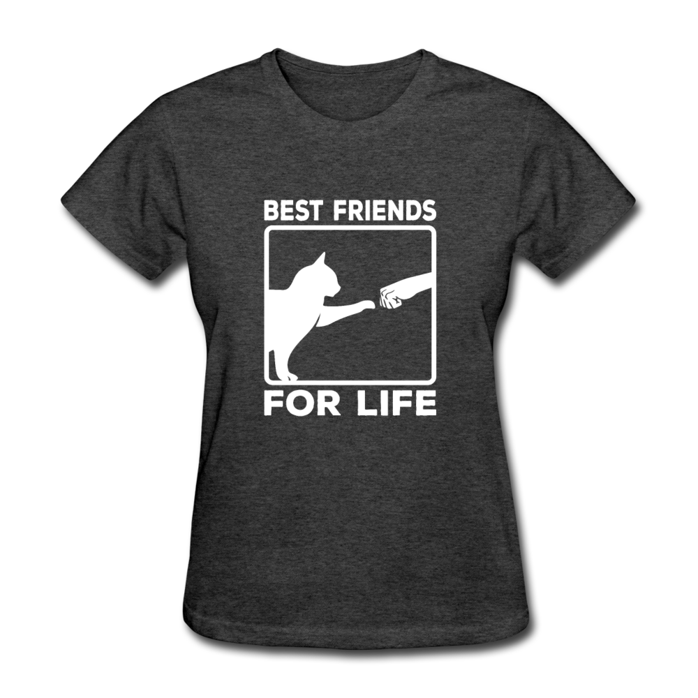 Women's Best Friends for Life Cat T-Shirt - heather black