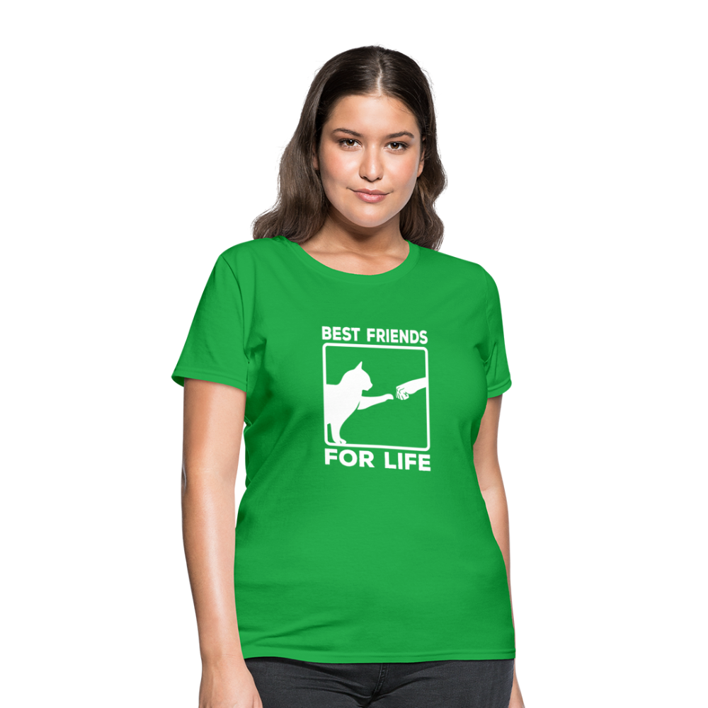 Women's Best Friends for Life Cat T-Shirt - bright green