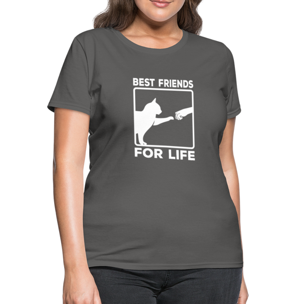Women's Best Friends for Life Cat T-Shirt - charcoal