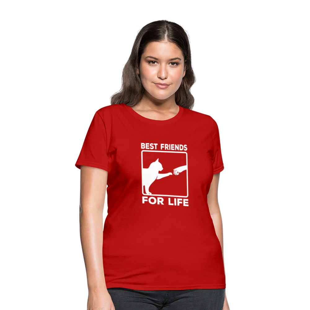 Women's Best Friends for Life Cat T-Shirt - red