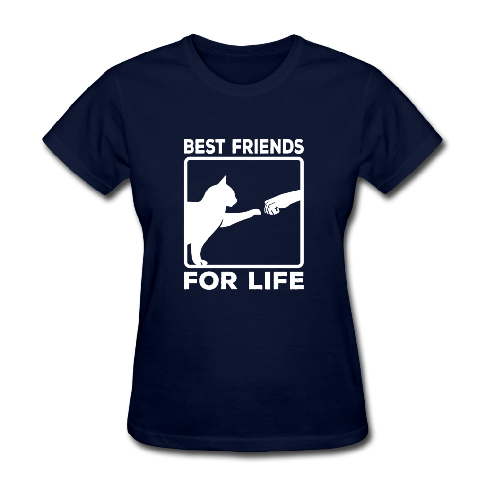 Women's Best Friends for Life Cat T-Shirt - navy