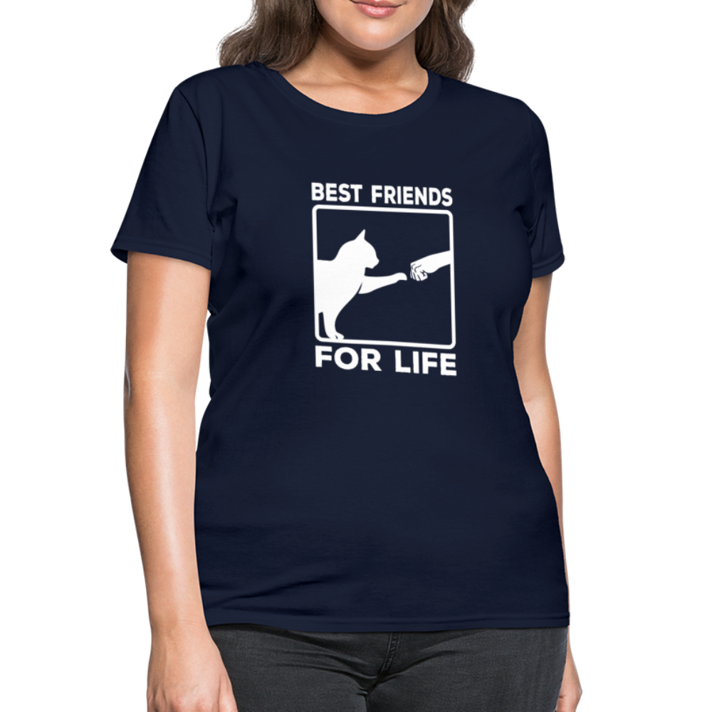 Women's Best Friends for Life Cat T-Shirt - navy