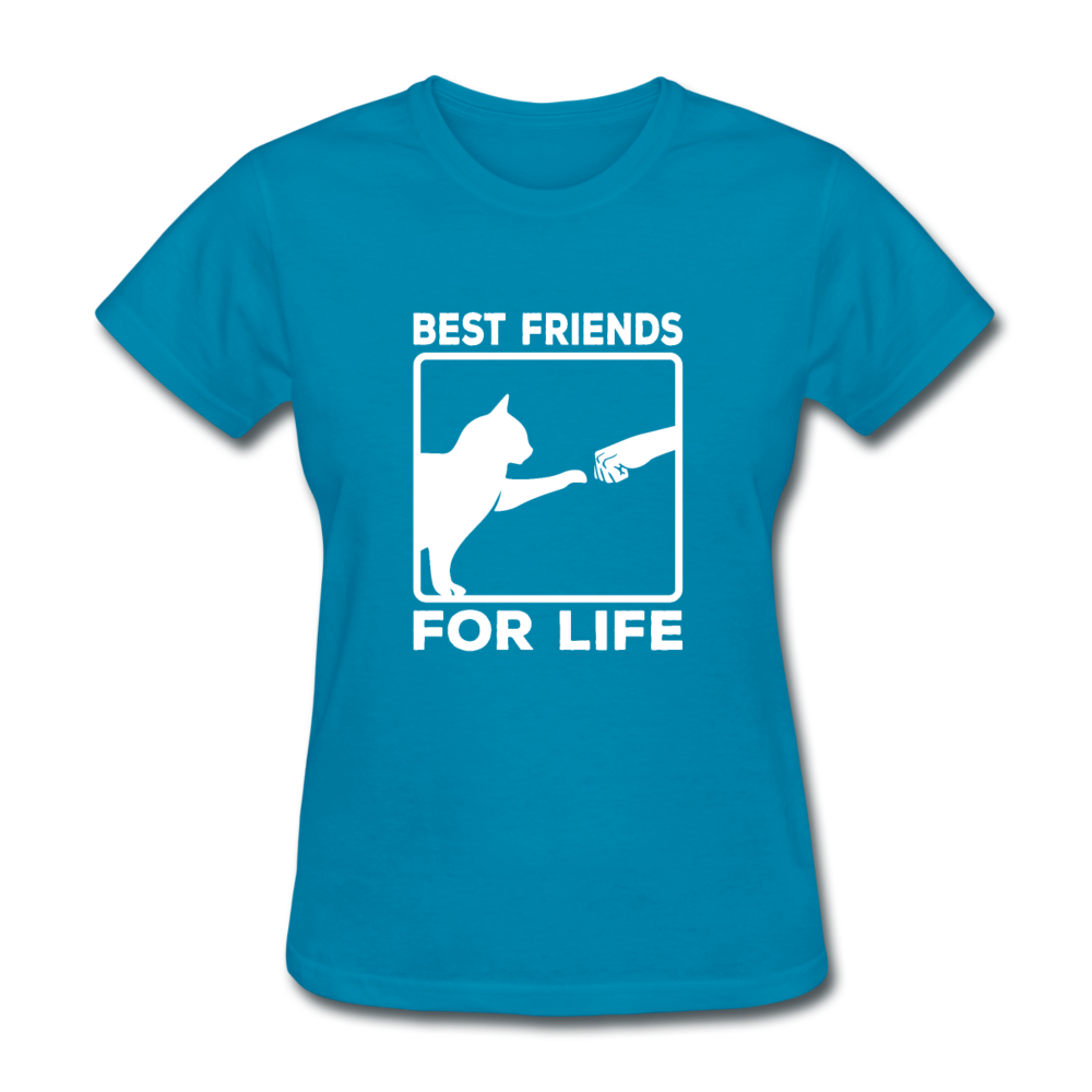 Women's Best Friends for Life Cat T-Shirt - turquoise