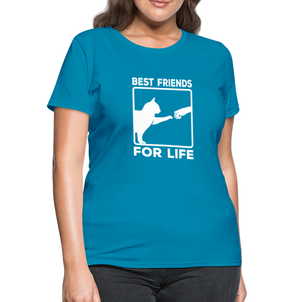Women's Best Friends for Life Cat T-Shirt - turquoise
