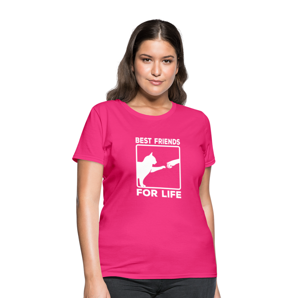 Women's Best Friends for Life Cat T-Shirt - fuchsia