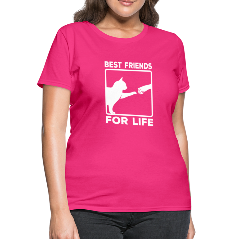Women's Best Friends for Life Cat T-Shirt - fuchsia