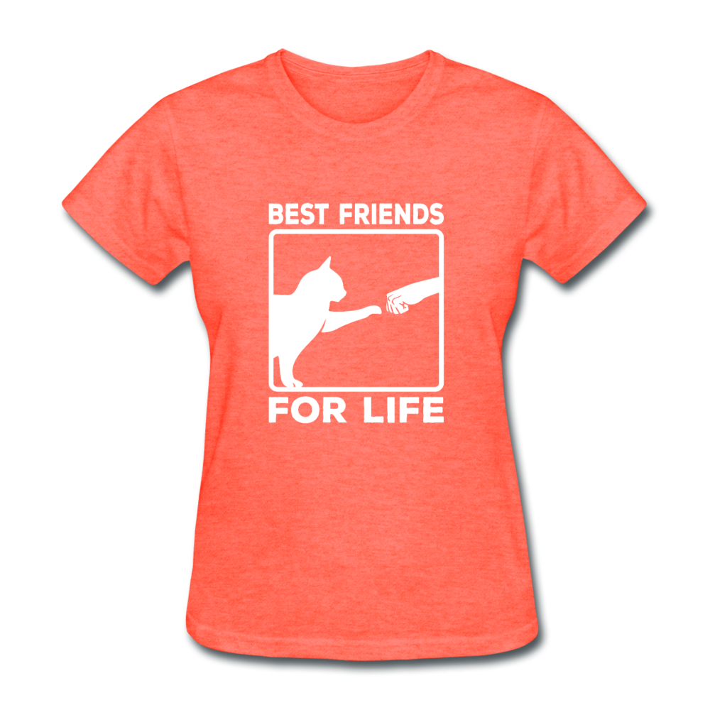 Women's Best Friends for Life Cat T-Shirt - heather coral