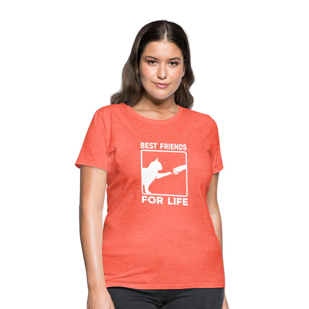 Women's Best Friends for Life Cat T-Shirt - heather coral