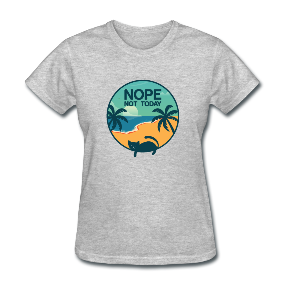 Women's Nope Not Today Cat T-Shirt - heather gray