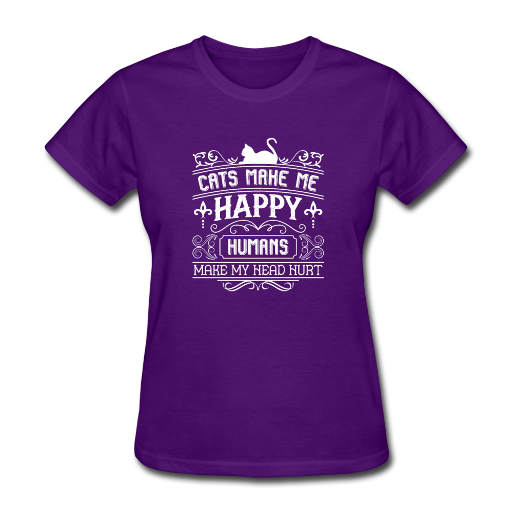 Women's Cats Make Me Happy T-Shirt - purple