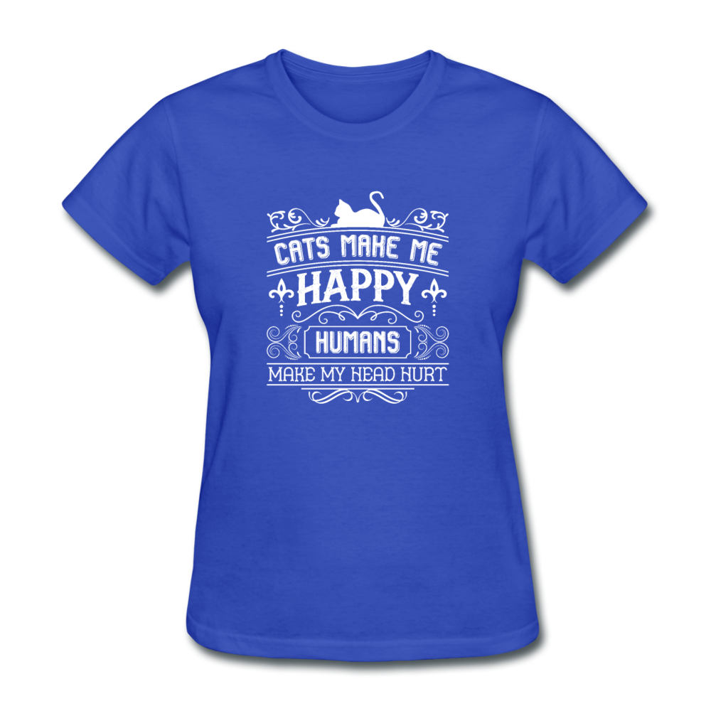 Women's Cats Make Me Happy T-Shirt - royal blue
