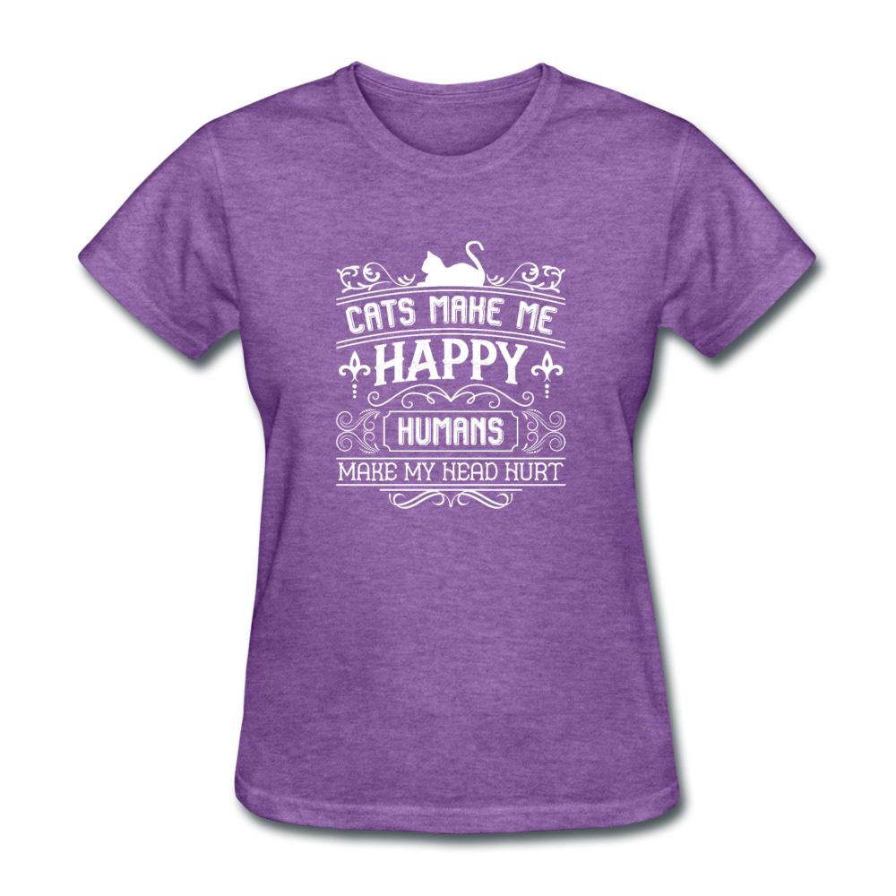 Women's Cats Make Me Happy T-Shirt - purple heather