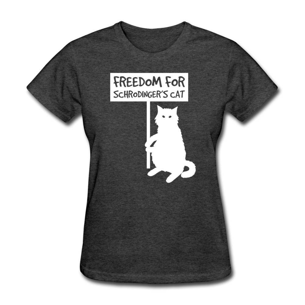 Women's Freedom for Schrodinger's Cat T-Shirt - heather black