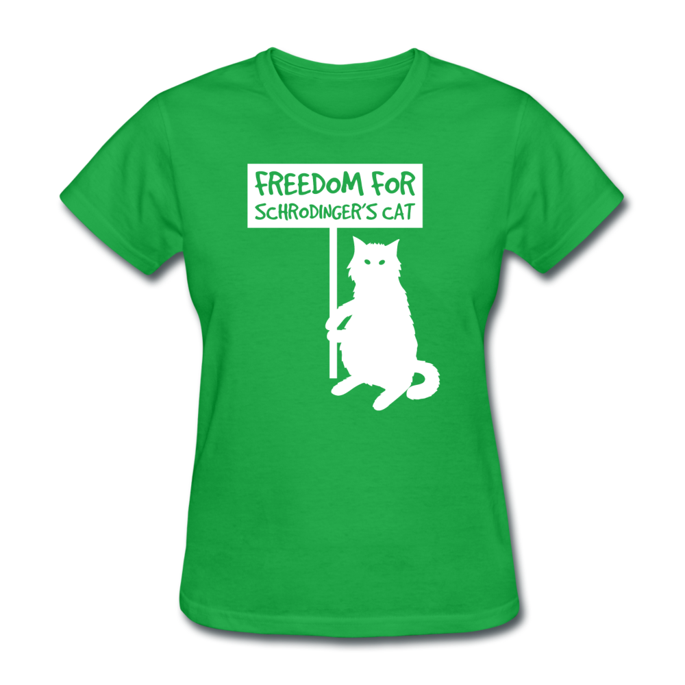 Women's Freedom for Schrodinger's Cat T-Shirt - bright green