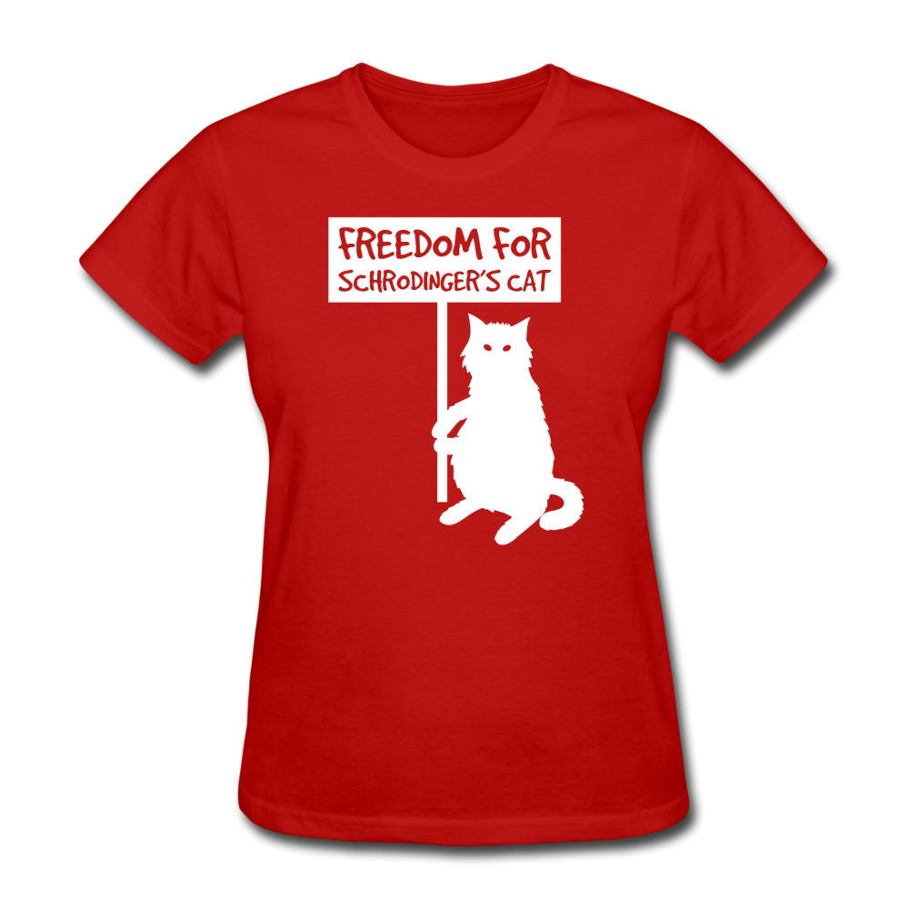 Women's Freedom for Schrodinger's Cat T-Shirt - red