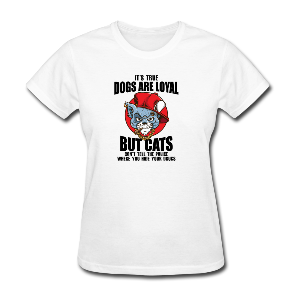 Women's Thug Cat T-Shirt - white