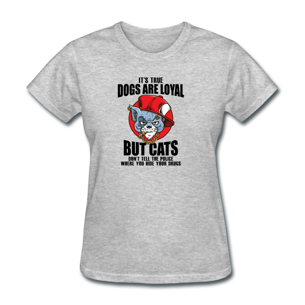 Women's Thug Cat T-Shirt - heather gray