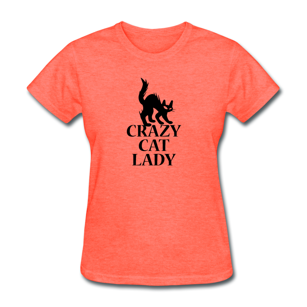 Women's Crazy Cat Lady T-Shirt - heather coral