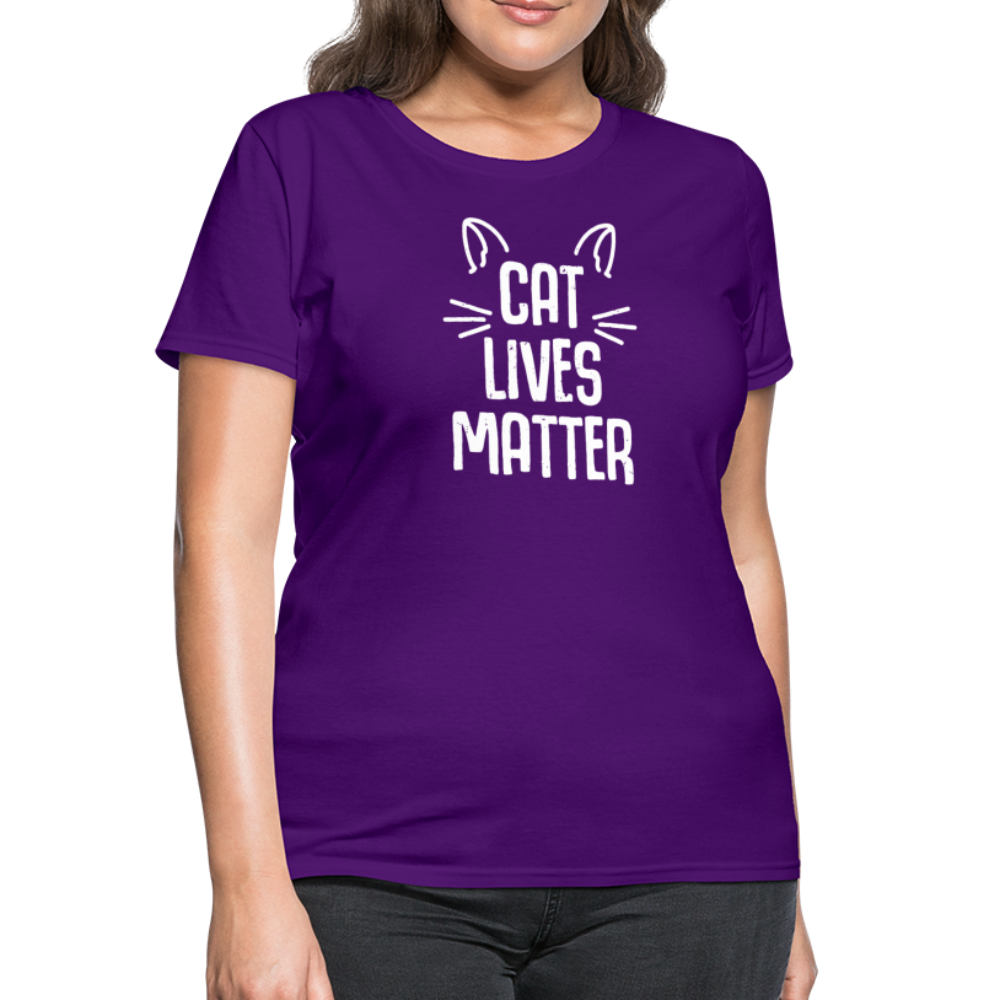 Women's Cat Lives Matter T-Shirt - purple