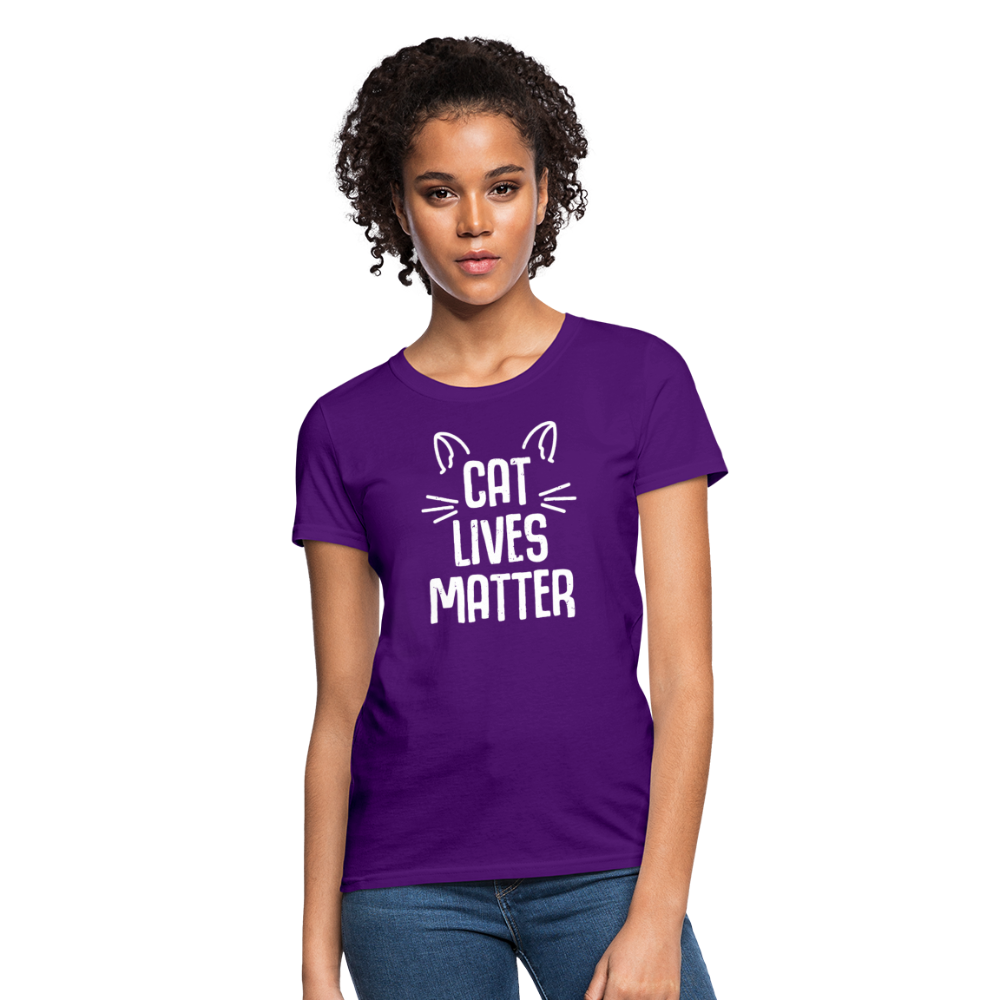 Women's Cat Lives Matter T-Shirt - purple