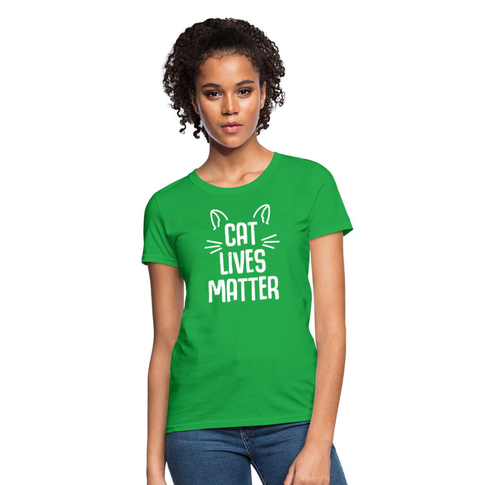 Women's Cat Lives Matter T-Shirt - bright green