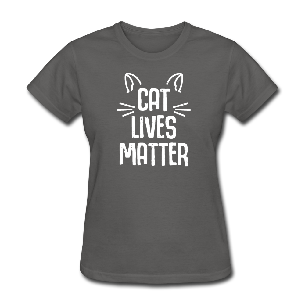 Women's Cat Lives Matter T-Shirt - charcoal