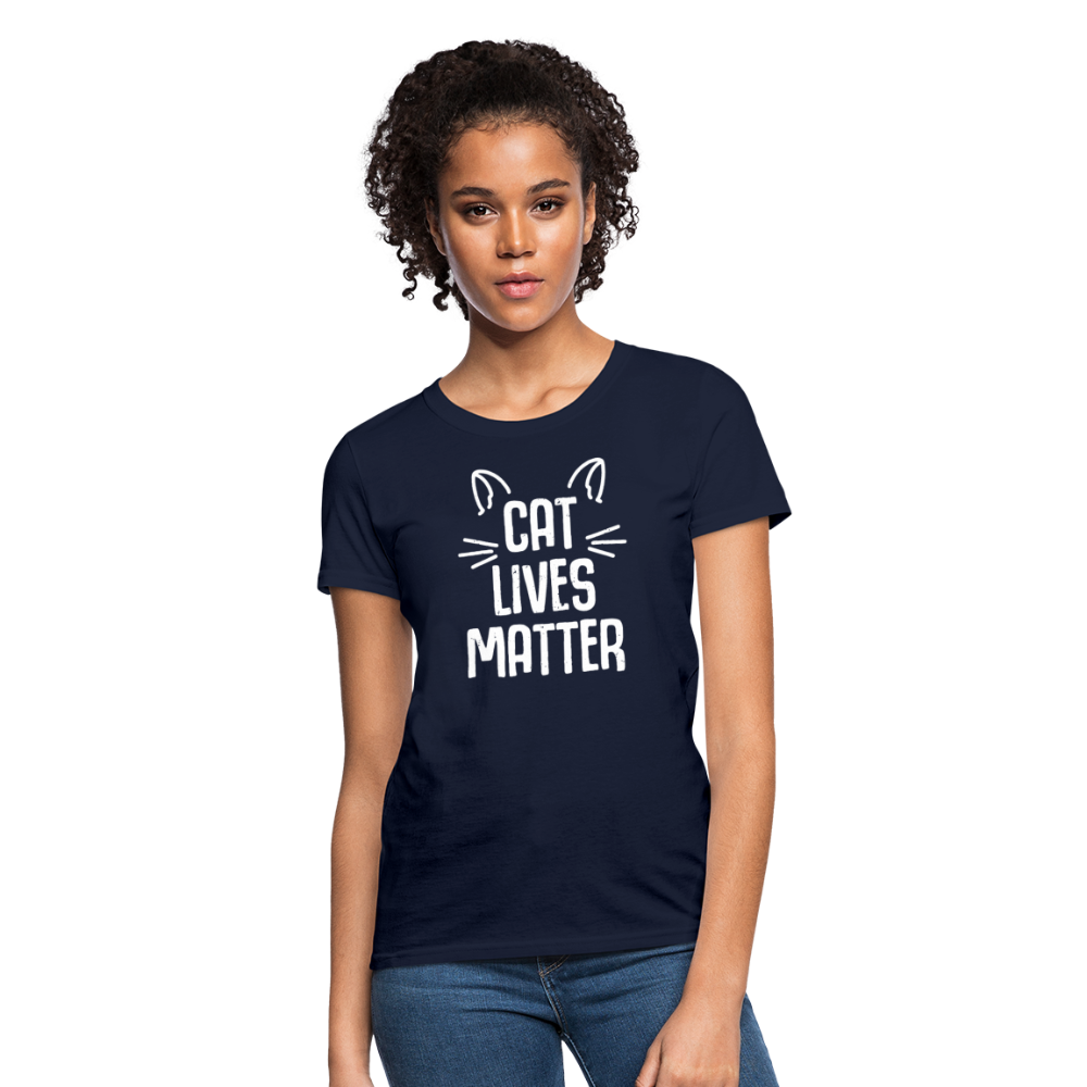 Women's Cat Lives Matter T-Shirt - navy