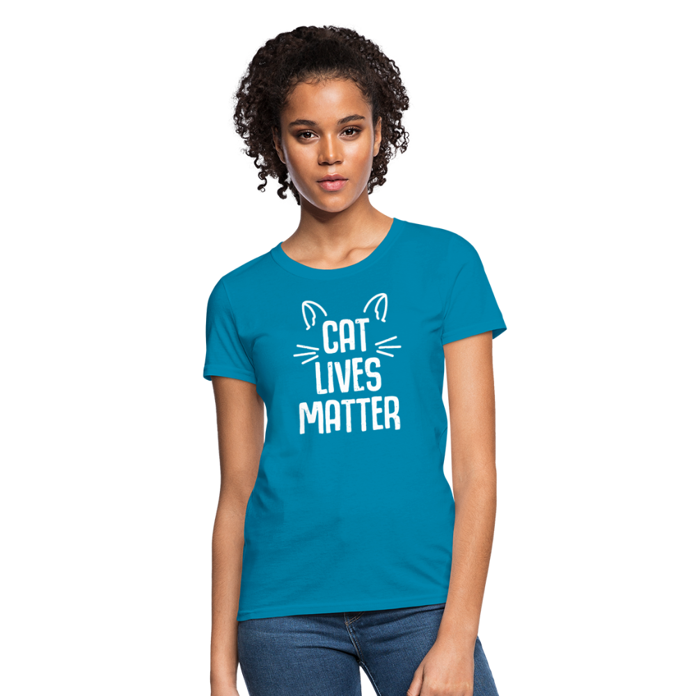 Women's Cat Lives Matter T-Shirt - turquoise