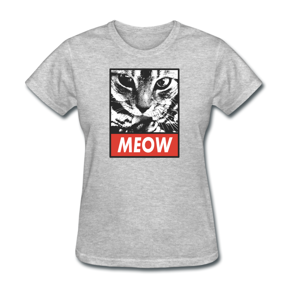 Women's Meow Cat T-Shirt - heather gray