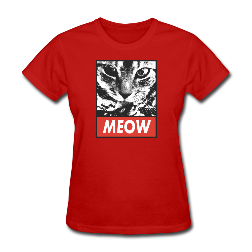 Women's Meow Cat T-Shirt - red