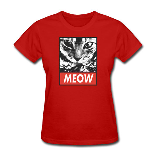 Women's Meow Cat T-Shirt - red