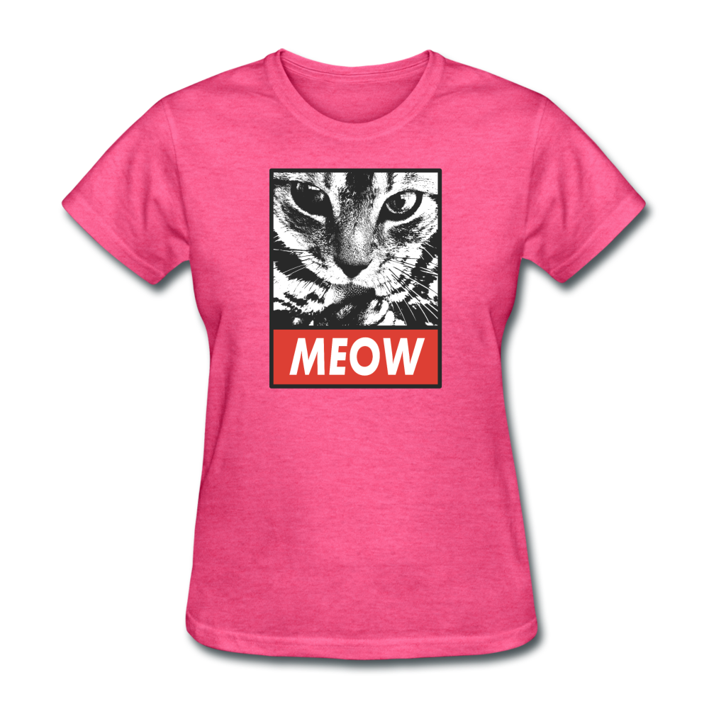 Women's Meow Cat T-Shirt - heather pink