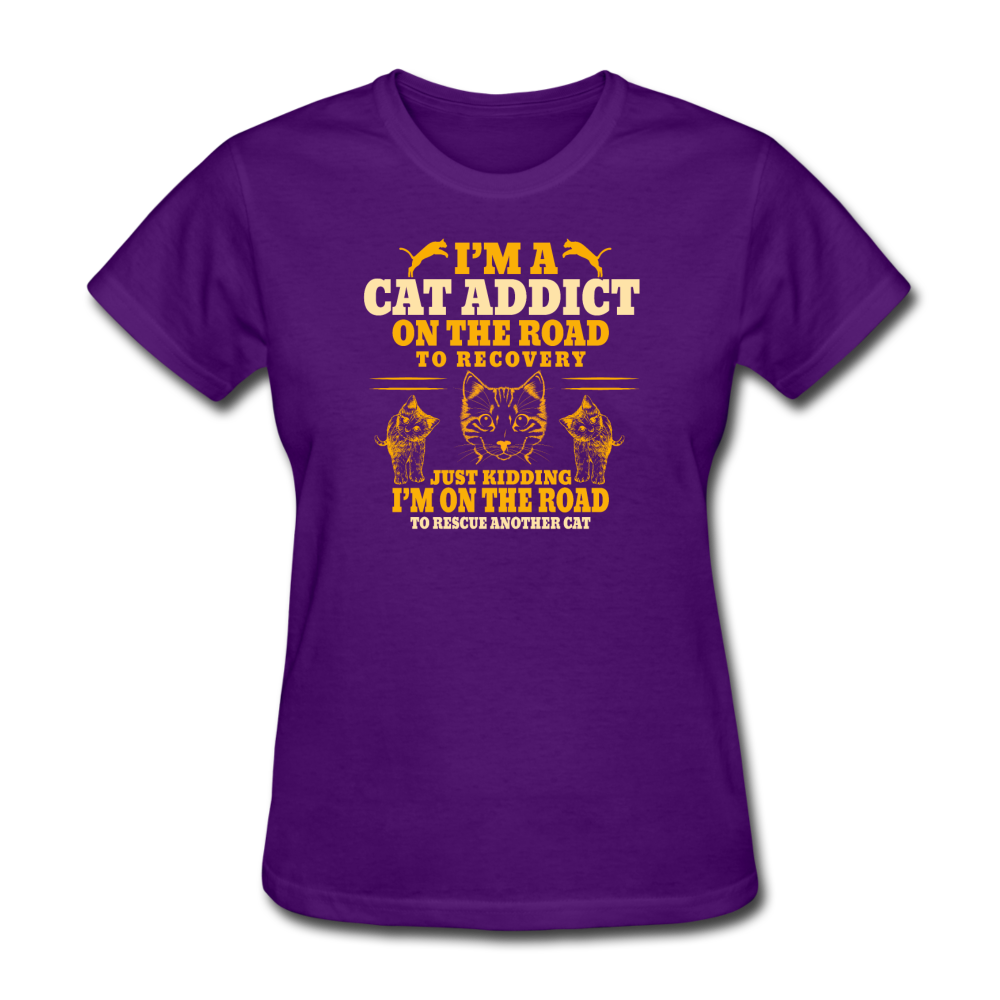 Women's Cat Addict T-Shirt - purple