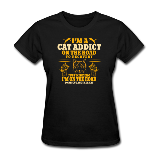 Women's Cat Addict T-Shirt - black