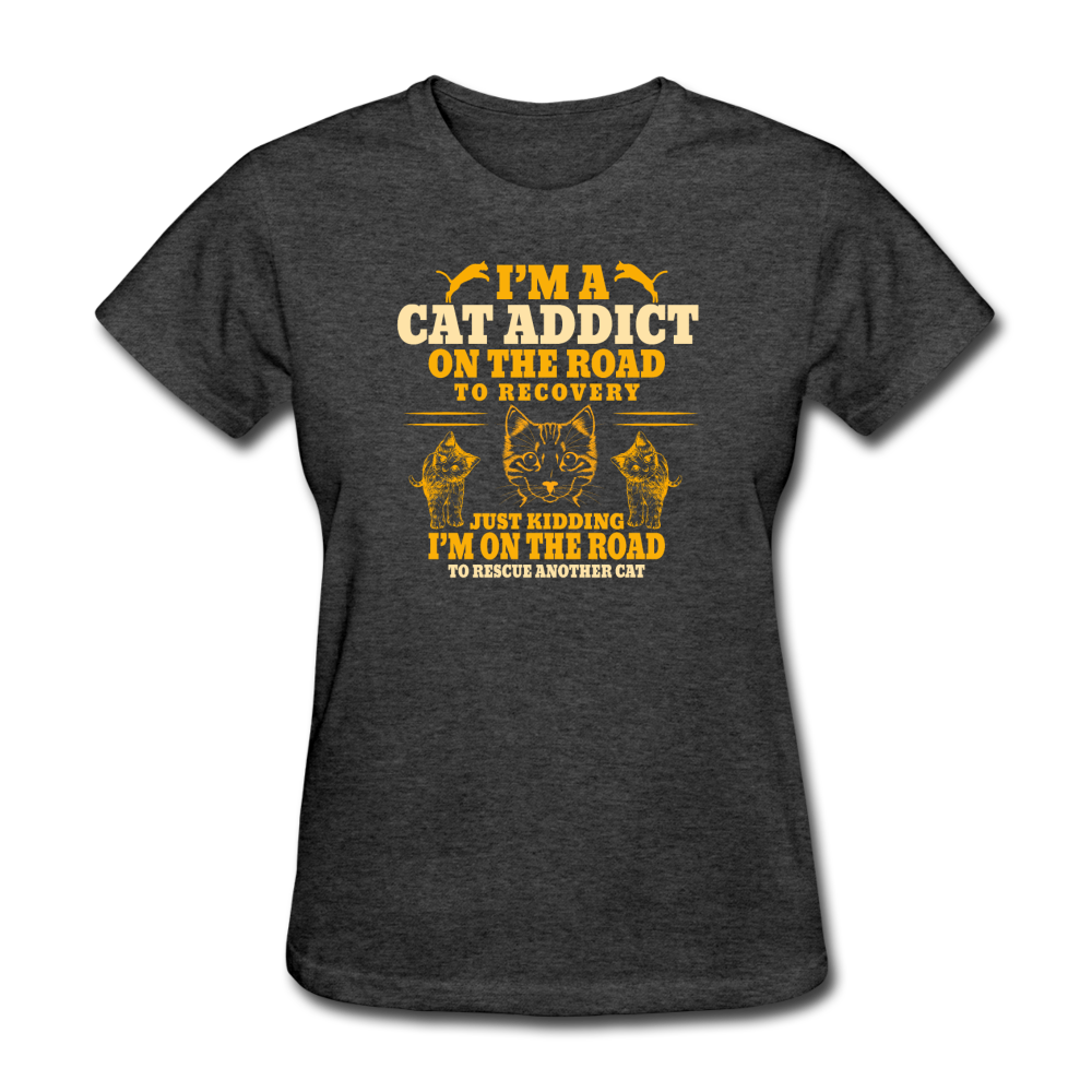 Women's Cat Addict T-Shirt - heather black