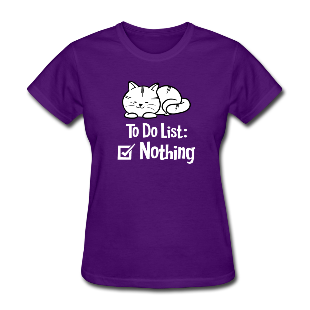 Women's Nothing to Do Cat T-Shirt - purple